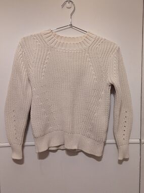 Everlane Cream Ribbed Knit Sweater